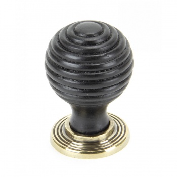 Ebony & Aged Brass Beehive Cabinet Knob - Small